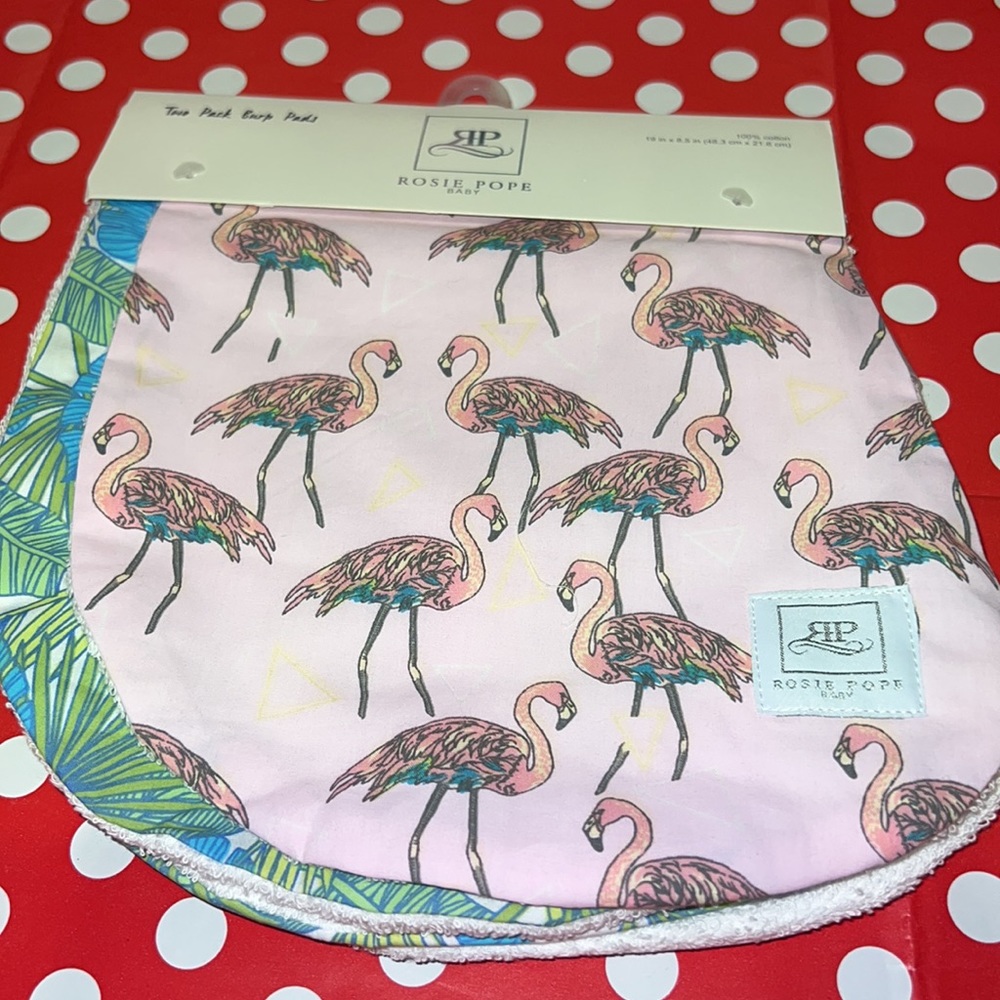 Rosie Pope 2-Pack Flamingo/Palm Leaf Burp Pads - Picture 2 of 7
